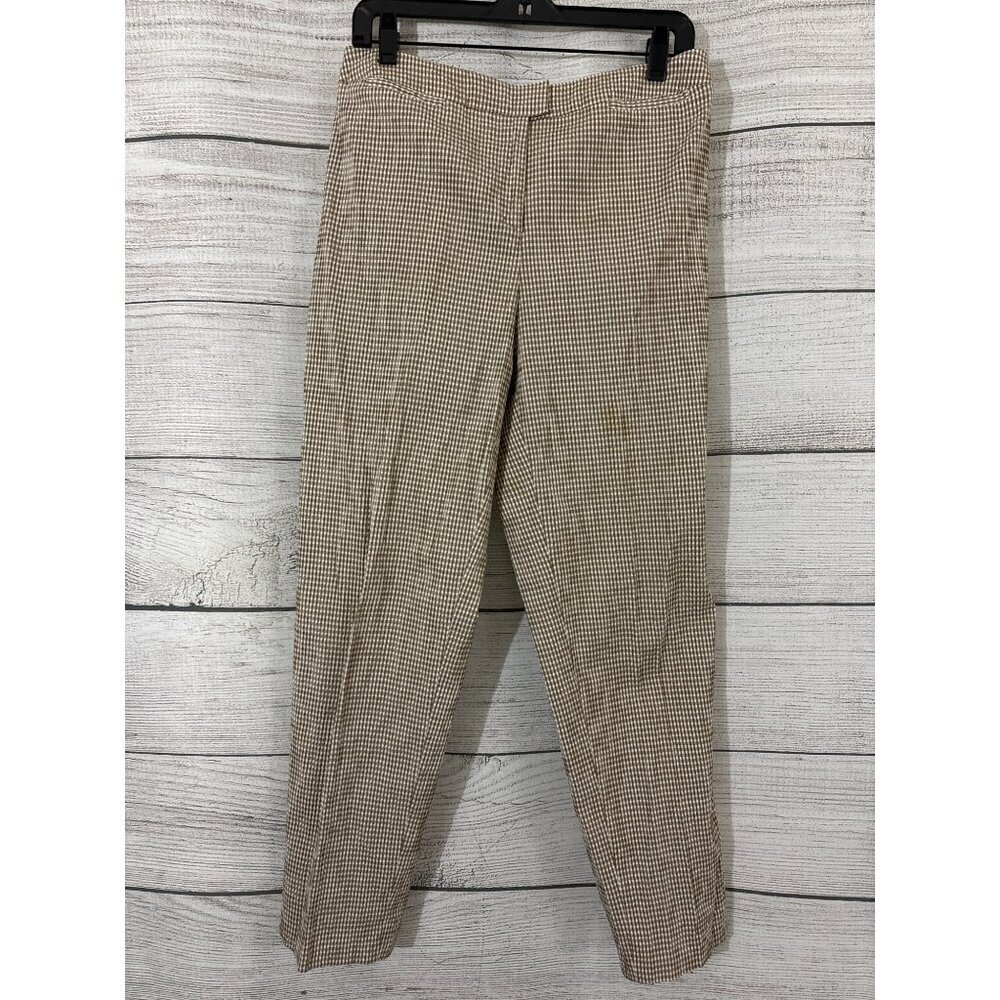 Piazza Sempione Brigirre Brown & White Gingham Pant Size 48/12